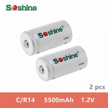2 gab Soshine C Izmēra Uzlādējamas Baterijas NiMH 5500mAh LR14 UM-2 baterijas Tālvadības pults / Zibspuldzes / Modinātājs