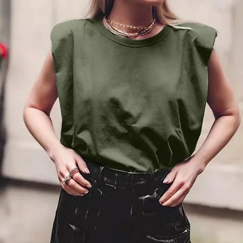 IMucci Plecu Spilventiņu Sieviešu Topi Bez Piedurknēm O-Veida Kakla Tīrtoņa Krāsu Streetwear Modes Krekli Vasaras 2020 