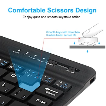 Bezvadu Tastatūru, Uzlādējamā bluetooth Tastatūru bez trokšņa, Ergonomiskā Tastatūra iPad Huawei Sansumg Tablet PC Tālruni