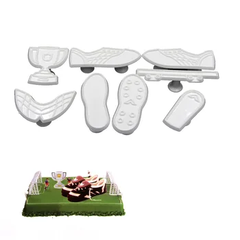 DIY 8PCS Kūka Dekorēšanas Instrumentiem, Plastmasas Pomādes Kuteris, Lai Izveidotu Futbola Čempionātā Boot Trofeju Futbola Sugarpaste Amatniecības Kūka Pelējuma