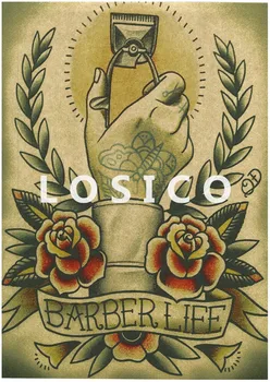 Vintage Frizieris Tetovējumiem Rakstu Plakāti Kraftpapīrs Interjera Glezniecības Restaurācija Sienas Uzlīmes, Frizētava, Apdares 11