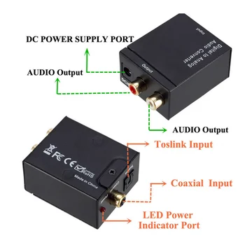 Karstā pārdošanas USB Digital uz Analog Audio Converter APK Pastiprinātāju Adapteri RCA R/L Izeja, Koaksiālā Optisko SPDIF Ciparu Audio Izeja