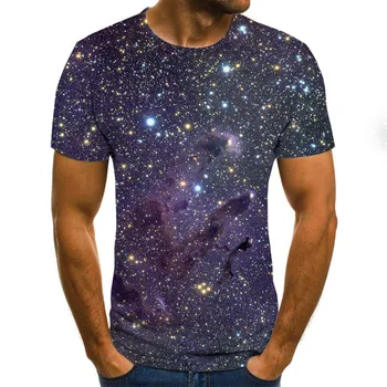 Galaxy kosmosa modelis, 3D drukāšanas T-krekls gadījuma vasaras stila modes drukāšanas īsām piedurknēm T-krekls vīriešu krekls mākslas auduma iela