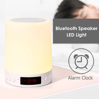 USB Uzlādējams LED Galda Nakts Lampas Pieskārienu Regulējamas Portatīvā Bluetooth Speaker Digitālais Modinātājs Ziemassvētku Dāvanu Nakts Gaisma