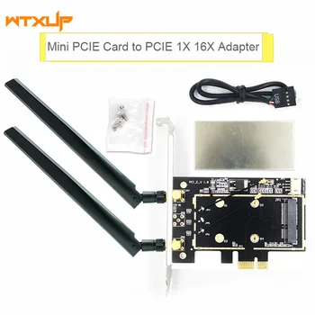 Mini PCI-E pcie wifi karti uz Darbvirsmas PCIE PCI-Express Bezvadu Bluetooth Adapteri Converter 2 X antenas Intel 7260 3160 AC