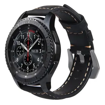 Īstas Ādas Watchband 22mm Ātri Atbrīvot Samsung Rīku S3 Classic Pierobežas galaxy Skatīties 46mm Joslu, Rokas Siksniņa smartwatch