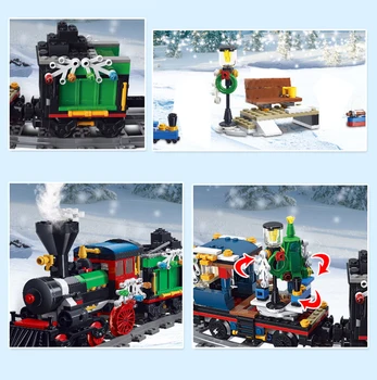 826PCS Ziemassvētku Ciematu, Pilsētu, Vilcienu koku minifigures Celtniecības Bloki legoINGlys ziemassvētku train set Ķieģeļi, Rotaļlietas, Dāvanas,