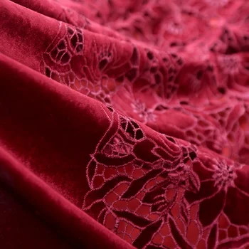 Modes Karstā Pārdošanas Izšūti Mežģīņu Audums Kāzu Kleitu Tissus Raibs Šūšanas Costura Tecidos Samta audums Audums DIY Telas