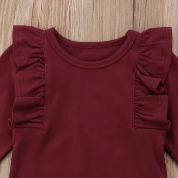 Jaundzimušais Meiteņu Apģērbi Topi Bodysuits Ziedu Bikses Kokvilnas Gadījuma Galvassegu 3Pcs Apģērbs, Apģērbu Komplekts Baby Girl 0-18M