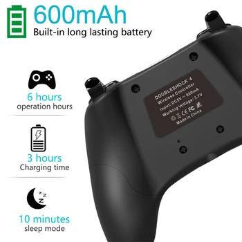 Bezvadu Bluetooth Spēļu Kontrolieris Kursorsviru, Lai PS4/PC/Android Gamepad ar 6-ass Austiņu Ligzda Dubulta Vibrācijas 600mAh Akumulators