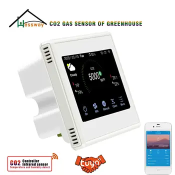 HESSWAY WIFI TUYA CO2 Gāzes Detektora Sensors, lai Kontrolētu Elektromagnētiskais Vārsts&Ventilators Lauksaimniecības Siltumnīcas, Ziedu Audzēšana