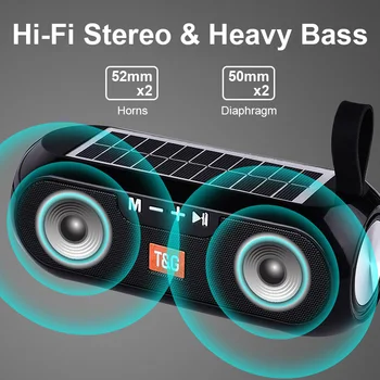Bezvadu Bluetooth Skaļruni, Saules uzlādes Portatīvo bass Stereo Music Box Skaļrunis Āra Ūdensizturīgs USB, AUX, FM radio