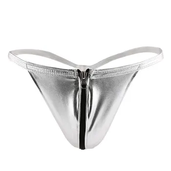 Sexy Sievietes mazstāvu Rāvējslēdzēju Atvērtu Seksīgas G-String PU Mākslīgās Ādas Spīdīgi Bikini Siksnas Biksītes Īss Eksotisko Apakšveļa F8