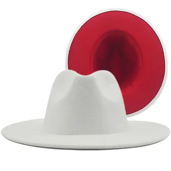 Platām Malām, Jauktu Krāsu Fedora Cepures Sievietēm, Vīriešiem Rudens Ziemas Dāmas Vintage Fascinator Panama Jūtama Džeza, Cepure, Vairumtirdzniecība
