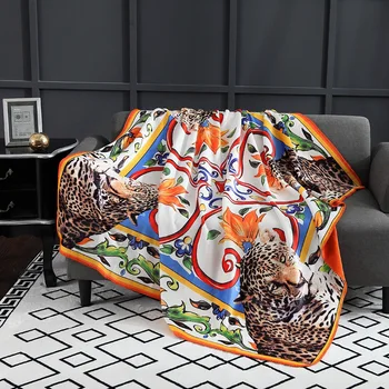 Leopards izdrukāt mest segu luksusa dekoratīva vilnas sega Elegants uz Dīvāna, gultas