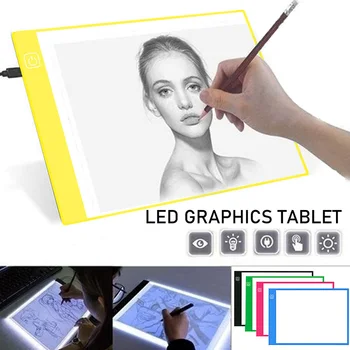 A4 LED Zīmēšanas Tablete Digitālās Grafikas Pad 3 Līmenī apgaismojuma intensitātes LED Gaismas Kastes Kopēt Valdes Elektronisko Grafikas Gleznu galdiņu