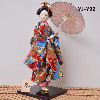 MYBLUE 30cm Kawaii Roku Padarīt Japāņu Geišas Kimono Doll Skulptūru Japāņu Māja Statuetes Mājas Telpu Dekorēšana Aksesuāri