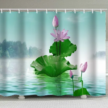 Ūdens Pasaku Lotus Dušas Aizkars Beautifu Augu Patten Digitālā Druka Vannas Dušas