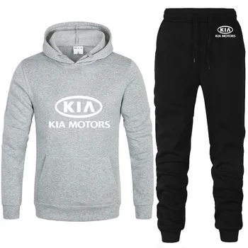 Pavasarī, rudenī Jaunu Modes Vasaras Vīriešu pelēkā vārna KIA Auto Logo Drukāt Gadījuma augstas kvalitātes Kokvilnas Vīriešu sporta krekls + treniņbikses