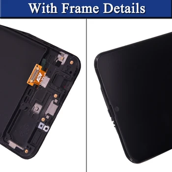 Displejs SAMSUNG GALAXY A50 LCD Displejs A505/DS A505FN A505G A505GN A505YN ar Touch Screen Digitizer Montāža ar rāmi