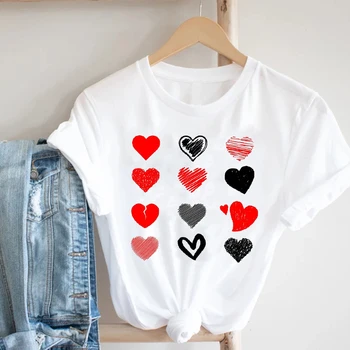 Sieviešu Drukāšanas Ziedu, Ziedu Tendence Stilu Gudrs Mīlestība Valentīna Dienā Modes Apģērbu Drukāt Tee Top Tshirt Sieviešu Grafiskais T-krekls
