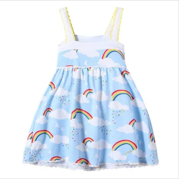 Maz bitty 3-12y Bērniem, meiteņu kleitas, no kokvilnas apģērbs varavīksnes modes karstā pārdošanas bērniem Linga kleitas, vasaras baby girl dress