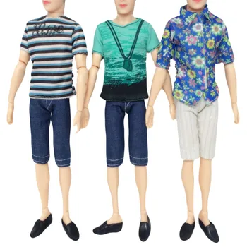 Besegad 10sets Gadījuma Ken Leļļu Apģērbs Jakas Bikses Tērpi ar 4 Pāri Kurpes Barbie Vīriešiem Zēns Lelles, Aksesuāri, Bērnu Dāvanas