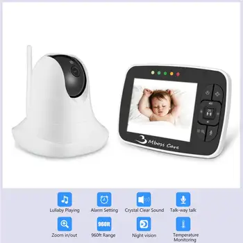 3.5 inch video Baby Monitor Pārnēsājamo HD Bezvadu Smart Baby Camera Infared Nakts Redzamības Video Monitoru, Tālvadības pan tilt un tālummaiņa