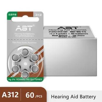 AST 60 GAB Dzirdes aparātu Baterijas A312 312A ZA312 312 PR41 Bezmaksas Piegāde! Cinka Gaisa dzirdes aparātu bateriju zīmols