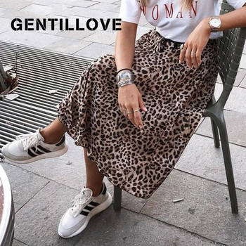 Gentillove Vintage Leopard, Čūska, Drukāt Kroku Midi Svārki Streetweaar Aukliņu, Elastīgas Vidukļa Līniju Kleita Harajuku Svārki
