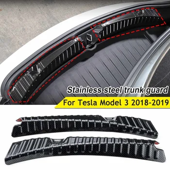 Auto Oglekļa Šķiedras Aizmugures Bagāžnieka Aizsargs - Nerūsējošā Tērauda Bagāžnieka Malas un Vāku -Īpaši Izstrādāta, Anti-scratch, Lai Tesla Model 3 2018-2019