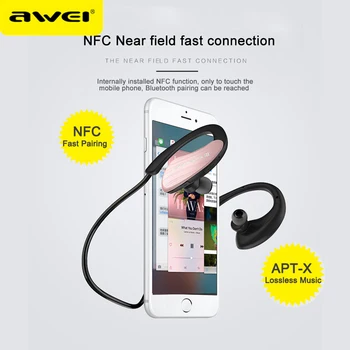 AWEI A885BL APT-X Bluetooth Bezvadu Austiņas Sporta Auss āķis HiFi Stereo Bass Lossless Skaņas NFC Ātri Connet Maksas