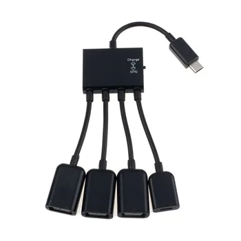 Melns 4 Ports Micro USB Jauda Uzlādes OTG HUB Kabeļa Viedtālrunis Galda Savietojams visiem planšetdatoru
