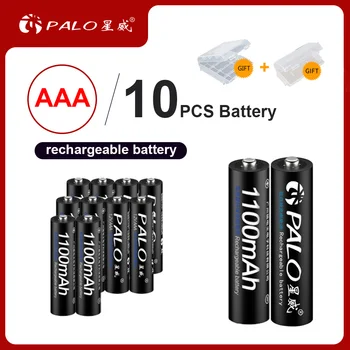 PALO 10pcs Ni-MH 1100mAh 1.2 V AAA Uzlādējamās Baterijas Bateria Fotokameras Zibspuldzes Rotaļlietas aaa baterijas uzlādējamas baterijas