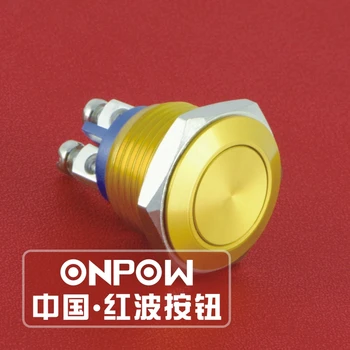 ONPOW 16mm Alumīnija Sakausējuma Ūdensizturīgs IP65 Red/Green/Blue Anti-vandal Īslaicīgs Push Pogu Start Slēdzis (GQ16F-10/) CE,ROHS