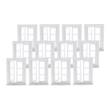 12 Daudz 1/12 Mini White Windows Lelles Māja DIY Accs Bērnu Rotaļlietas Playset