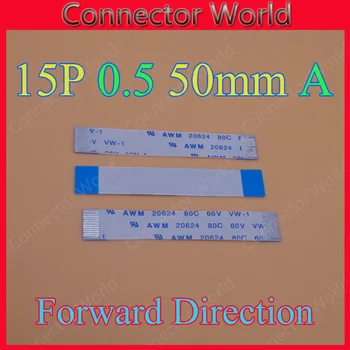 2-500 X 15pin FFC ražošanas procesu kontroles dzīvoklis līniju, elastīgu vadu 0,5 mm piķis 15 pin Uz Priekšu, Garums 50mm Lentes Flex Kabelis AWM 20624 80C 60V VW-1