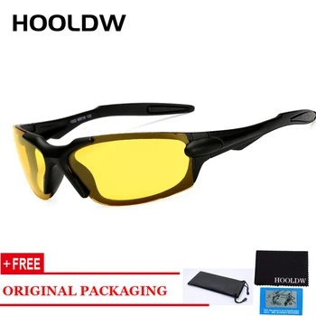 HOOLDW Vīriešiem Polarizētās Nakts Redzamības Brilles Dzeltenā Objektīva Naktīs Anti-glare Brilles Saulesbrilles, Brilles UV400 Oculos masculino
