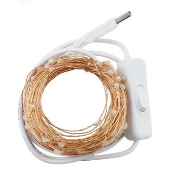 10M 100leds Ūdensizturīgs USB Vara Stieples LED string apgaismojums ar on/off Slēdzi Brīvdienu Āra Pasaku Gaismas Ziemassvētku Puse