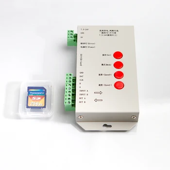T-1000S SD atmiņas Kartes LED Pikseļu Kontrolieris;DC5-24V;SPI Signāla Jauda,Maks 2048Pixels;Atbalsta WS2801,LPD6803,WS2811,TM1804,LPD8806 utt.