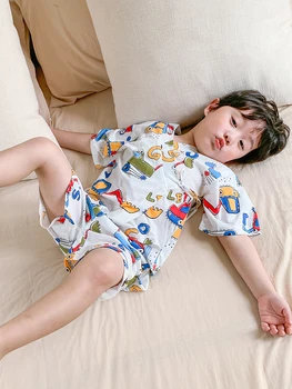 Zēnu Kokvilnas Pidžamas Vasaras Plānie Zīdaiņu Apģērbs Bērniem, Gaisa Kondicionēšanas iekārta Atbilstu Temperatūras Kontrolieris Bērnu Īsām Piedurknēm