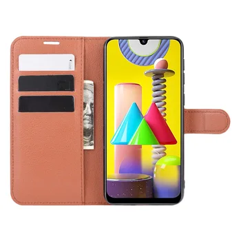 Maka Segtu Kartes Turētāju Telefonu Gadījumos Samsung Galaxy M31 SM-M315F/DSN Pu Ādas Gadījumā Aizsardzības Apvalks