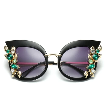 Luksusa Dimanta Saulesbrilles Sieviešu Zīmola Dizainere Cat Eye Vintage Caurspīdīgs Rāmis, Saules Brilles Sieviešu Brilles UV400 Oculos