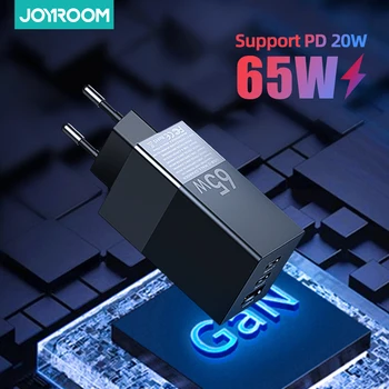 Joyroom 65W GaN Lādētāju Ātri Uzlādēt 4.0 3.0 C Tipa PD USB Lādētāju ar QC 4.0 3.0 Portable PD20W Ātru Lādētāju Xiaomi Klēpjdators