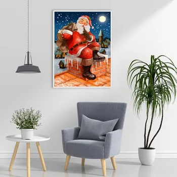 Santa Claus DIY 5D Dimanta Glezniecības Pilnībā Kārtas Urbt Cross Stitch Karikatūra Dimanta Izšuvumi Rhinestones Ziemassvētku Dāvanu Sienas Māksla