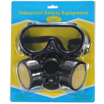 Rūpniecības Dubultā Salona Gāzes Maskas, Respiratori Ar Goggle Maskas Integrētu Putekļu Anti Miglas Pesticīdu Izsmidzināšanas Glezna