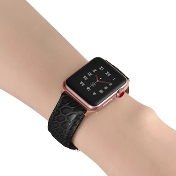 Par Sērijas 6 SE 5 4 3 Apple Skatīties Joslas 38mm 40mm 42mm 44mm Īstas Ādas iwatch Siksna Melnā Smartwatch Jostas.
