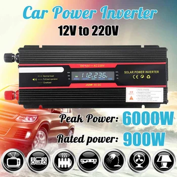 Auto Inverter 12V 220V 6000W P eak solar Power inverter LCD Displejs DC 12/ 24V uz AC 110V/220V Modificētu Sinuss Viļņu Konvertētājs
