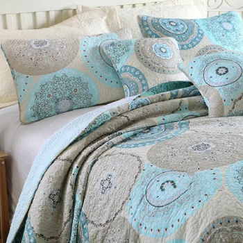 Eiropas Stila Tīras Kokvilnas Stepēts Trīs-gabalu Bed Cover Set divguļamā Gulta Segtu Biezas Segas Tatami Lapa gultas Pārklājs