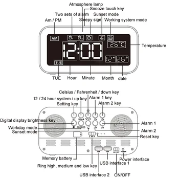 LED Digitālā Temperatūras Displejs Atlikt Darbvirsmas USB Saulrieta Režīmu Tabula Modinātājs Galda Galda pulksteņi Mājas Rotā Pētījumu, istabas dekori